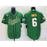 Men's Nike Philadelphia Eagles #6 DeVonta Smith Green Gold C Cool Base Baseball Stitched Jersey