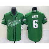 Men's Nike Philadelphia Eagles #6 DeVonta Smith Green Cool Base Stitched Baseball Jersey