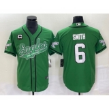 Men's Nike Philadelphia Eagles #6 DeVonta Smith Green C Cool Base Stitched Baseball Jersey