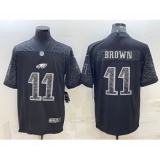 Men's Philadelphia Eagles #11 AJ Brown Black Reflective Limited Stitched Football Jersey