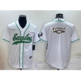 Men's Philadelphia Eagles White Team Big Logo With Patch Cool Base Stitched Baseball Jersey