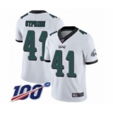 Men's Philadelphia Eagles #41 Johnathan Cyprien White Vapor Untouchable Limited Player 100th Season Football Jersey
