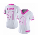 Women's Philadelphia Eagles #41 Johnathan Cyprien Limited White Pink Rush Fashion Football Jersey