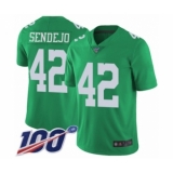 Youth Philadelphia Eagles #42 Andrew Sendejo Limited Green Rush Vapor Untouchable 100th Season Football Jersey