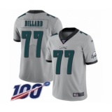 Men's Philadelphia Eagles #77 Andre Dillard Limited Silver Inverted Legend 100th Season Football Jersey