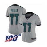 Women's Philadelphia Eagles #77 Andre Dillard Limited Silver Inverted Legend 100th Season Football Jersey