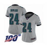 Women's Philadelphia Eagles #24 Jordan Howard Limited Silver Inverted Legend 100th Season Football Jersey