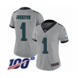 Women's Philadelphia Eagles #1 Cameron Johnston Limited Silver Inverted Legend 100th Season Football Jersey
