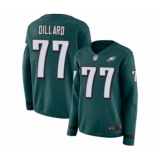 Women's Philadelphia Eagles #77 Andre Dillard Limited Green Therma Long Sleeve Football Jersey