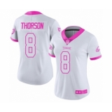 Women's Philadelphia Eagles #8 Clayton Thorson Limited White Pink Rush Fashion Football Jersey
