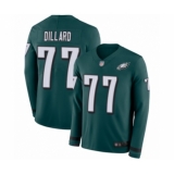 Youth Philadelphia Eagles #77 Andre Dillard Limited Green Therma Long Sleeve Football Jersey