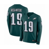 Youth Philadelphia Eagles #19 JJ Arcega-Whiteside Limited Green Therma Long Sleeve Football Jersey