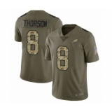 Youth Philadelphia Eagles #8 Clayton Thorson Limited Olive Camo 2017 Salute to Service Football Jersey