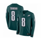Youth Philadelphia Eagles #8 Clayton Thorson Limited Green Therma Long Sleeve Football Jersey