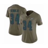 Women's Philadelphia Eagles #34 Andrew Sendejo Limited Olive 2017 Salute to Service Football Jersey