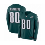 Men's Nike Philadelphia Eagles #80 Jordan Matthews Limited Green Therma Long Sleeve NFL Jersey