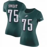 Women's Nike Philadelphia Eagles #75 Josh Sweat Green Rush Pride Name & Number T-Shirt