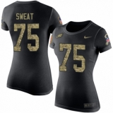 Women's Nike Philadelphia Eagles #75 Josh Sweat Black Camo Salute to Service T-Shirt