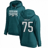 Women's Nike Philadelphia Eagles #75 Josh Sweat Green Super Bowl LII Champions Pullover Hoodie