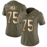 Women's Nike Philadelphia Eagles #75 Josh Sweat Limited Olive/Gold 2017 Salute to Service NFL Jersey