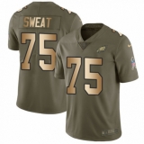 Men's Nike Philadelphia Eagles #75 Josh Sweat Limited Olive/Gold 2017 Salute to Service NFL Jersey