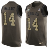Men's Nike Philadelphia Eagles #14 Mike Wallace Limited Green Salute to Service Tank Top NFL Jersey