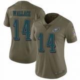 Women's Nike Philadelphia Eagles #14 Mike Wallace Limited Olive 2017 Salute to Service NFL Jersey