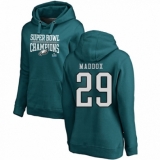 Women's Nike Philadelphia Eagles #29 Avonte Maddox Green Super Bowl LII Champions Pullover Hoodie