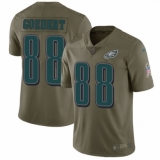 Youth Nike Philadelphia Eagles #88 Dallas Goedert Limited Olive 2017 Salute to Service NFL Jersey