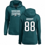 Women's Nike Philadelphia Eagles #88 Dallas Goedert Green Super Bowl LII Champions Pullover Hoodie