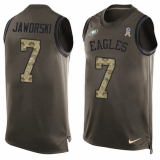 Men's Nike Philadelphia Eagles #7 Ron Jaworski Limited Green Salute to Service Tank Top NFL Jersey