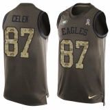 Men's Nike Philadelphia Eagles #87 Brent Celek Limited Green Salute to Service Tank Top NFL Jersey