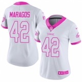 Women's Nike Philadelphia Eagles #42 Chris Maragos Limited White/Pink Rush Fashion NFL Jersey
