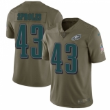 Youth Nike Philadelphia Eagles #43 Darren Sproles Limited Olive 2017 Salute to Service NFL Jersey