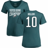 Women's Nike Philadelphia Eagles #10 Mack Hollins Green Super Bowl LII Champions V-Neck T-Shirt
