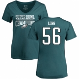 Women's Nike Philadelphia Eagles #56 Chris Long Green Super Bowl LII Champions V-Neck T-Shirt