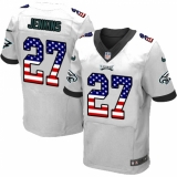 Men's Nike Philadelphia Eagles #27 Malcolm Jenkins Elite White Road USA Flag Fashion NFL Jersey
