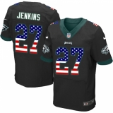 Men's Nike Philadelphia Eagles #27 Malcolm Jenkins Elite Black Alternate USA Flag Fashion NFL Jersey