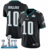 Men's Nike Philadelphia Eagles #10 Mack Hollins Black Alternate Vapor Untouchable Limited Player Super Bowl LII NFL Jersey