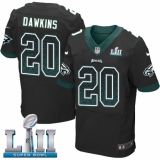 Men's Nike Philadelphia Eagles #20 Brian Dawkins Elite Black Alternate Drift Fashion Super Bowl LII NFL Jersey