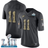 Men's Nike Philadelphia Eagles #11 Carson Wentz Limited Black 2016 Salute to Service Super Bowl LII NFL Jersey