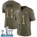 Youth Nike Philadelphia Eagles #11 Carson Wentz Limited Olive/Camo 2017 Salute to Service Super Bowl LII NFL Jersey