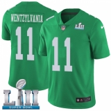Men's Nike Philadelphia Eagles #11 Carson Wentz Limited Green Rush Vapor Untouchable Wentzylvania Super Bowl LII NFL Jersey