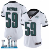 Women's Nike Philadelphia Eagles #59 Seth Joyner White Vapor Untouchable Limited Player Super Bowl LII NFL Jersey