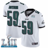 Youth Nike Philadelphia Eagles #59 Seth Joyner White Vapor Untouchable Limited Player Super Bowl LII NFL Jersey
