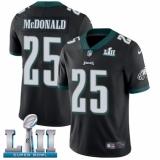 Men's Nike Philadelphia Eagles #25 Tommy McDonald Black Alternate Vapor Untouchable Limited Player Super Bowl LII NFL Jersey