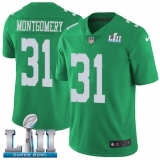 Men's Nike Philadelphia Eagles #31 Wilbert Montgomery Limited Green Rush Vapor Untouchable Super Bowl LII NFL Jersey