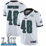 Youth Nike Philadelphia Eagles #48 Wes Hopkins White Vapor Untouchable Limited Player Super Bowl LII NFL Jersey