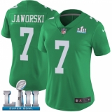 Women's Nike Philadelphia Eagles #7 Ron Jaworski Limited Green Rush Vapor Untouchable Super Bowl LII NFL Jersey