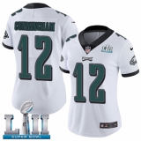 Women's Nike Philadelphia Eagles #12 Randall Cunningham White Vapor Untouchable Limited Player Super Bowl LII NFL Jersey